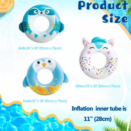 MORAINJAY 3Pcs Inflatable Swimming Ring 84cm,Inflatable Pool Floats Animal Pool Tubes,Pool Inflatables Swimming Pool Toys Rubber Ring for Swimming Pool Beach Party Decorations,Kids Adults Summer Gifts