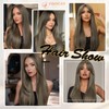 PHOCAS 20" Long Straight Brown Wig with Bangs Middle Part