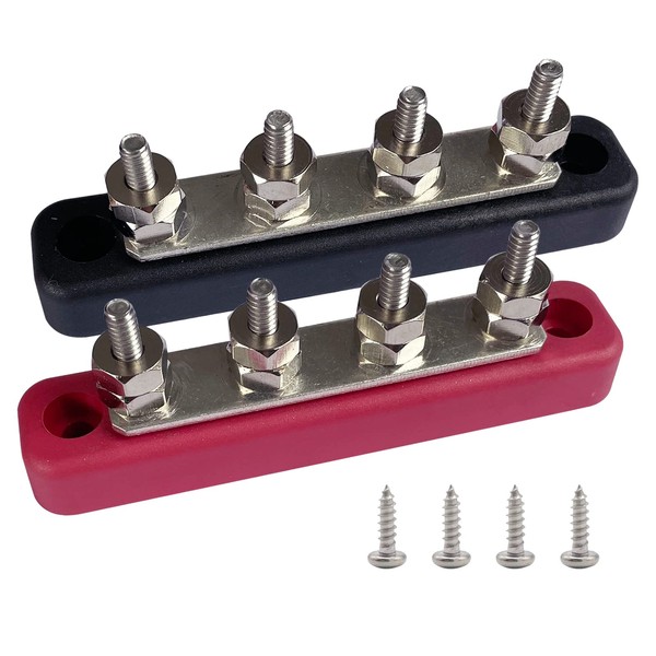 4 Terminals Bus Bar, Ampper 4.2" Power/Ground Distribution Block Brass