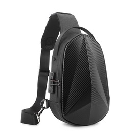 FANDARE Diebstahlschutz Brusttasche Sling Daypacks mit USB-Ladeanschluss Schultertasche Crossbody Bag Umhängetasche Sporttasche Wasserdicht Daypacks für Herren Damen Reisen Wandern Hiking Schwarz A