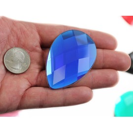Allstarco 62x42mm Extra Large Flat Back Teardrop Acrylic Rhinestones Plastic Gems for Jewelry Making Costume Jewels Cosplay Card Making Embelishments Decor Crafts - 2 Pieces (Blue Sapphire H104)