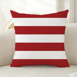 TAOSON Dark Red Striped Outdoor Throw Pillow Covers 18x18 Inch,Set of 4