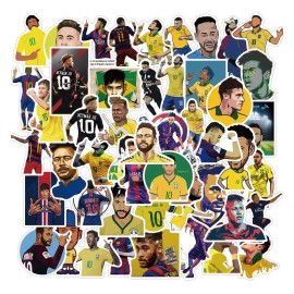 Neymar Futbol 50 Calcomanias Stickers Pvc Contra Agua Brazil