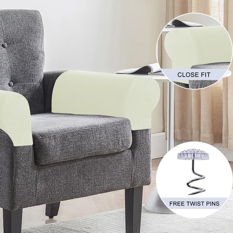 Avtytsda Stretch Armrest Covers Soft Plush Armrest Covers Couch Arm
