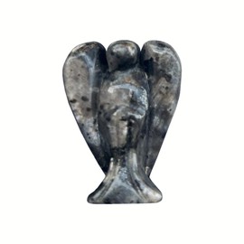 Sunshcat Natural Black Labradorite 1.5 inches Carving Pocket Palm Stone Figurines,Healing Crystal Prayer Guardian Angel Statue Decoration