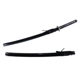 Makoto Handmade Sharp Katana Samurai Sword 40" - Serpent Cobra Snake Tsuba (Black)