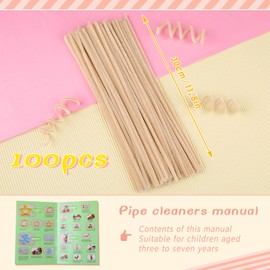 Giwrmu 100 Pieces Pipe Cleaners Chenille Stem, Apricot Pipe Cleaners Craft, Fuzzy Sticks Craft Supplies, Colored Pipe Cleaner for Creative Handmade DIY Art Craft Project