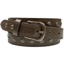 2581101 One Piece Genuine Leather Belts for Women Studded Punk Dress Jean Belt 1"(25mm) wide (Olive, 36)