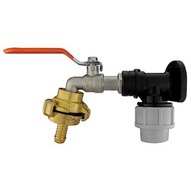 MDPE Compression Wall Flange Plate + Hozelock Compatible Quick Connect Tap 25mm (Geka Tap - 1/2" Barb)