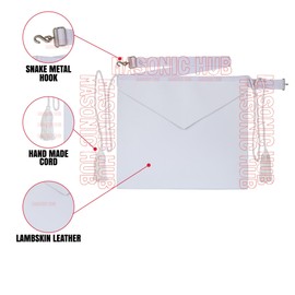 MASONIC HUB Entered Apprentice Candidate Regalia Apron with Tassels, Glove Pocket & Adjustable Waist Belt in White Lambskin Leather – 14"x16"