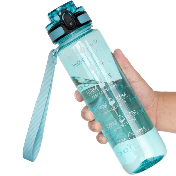 OLDLEY Water Bottles, 32oz Motivational Sports Water Bottle with Time