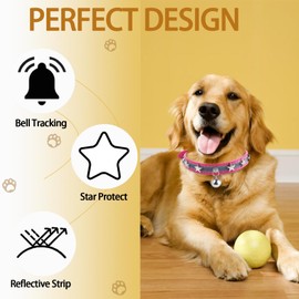 Reflective Dog Collar, HYQHYX Leather Dog Collar, Cute Dog Collars for Medium Large Small Puppy Dogs, Collar para Perros for Girl Boy