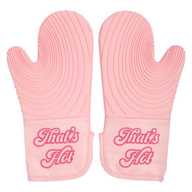 Paris Hilton THAT'S HOT Pink Oven Mitt Set, Heat Resistant Pot Holders Featuring Non-Slip Textured Silicone Grips, 2-Piece Set, Pink