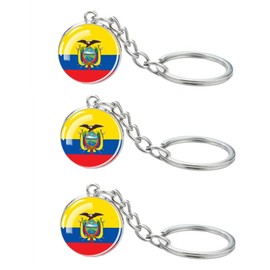 LLBFHH 3 Pcs Ecuador Flag Key Chain,Cool Keychain for Car Keys, Stainless Steel Keyrings & Keychains,Used for Home Decoration, Jewelry Hanging Decorations., Ecuador, 0.1