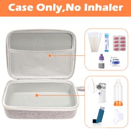 Fukumi Hard Travel Case for Asthma Inhaler and Accessories - Mesh Pocket, For Kids and Adults, Grey