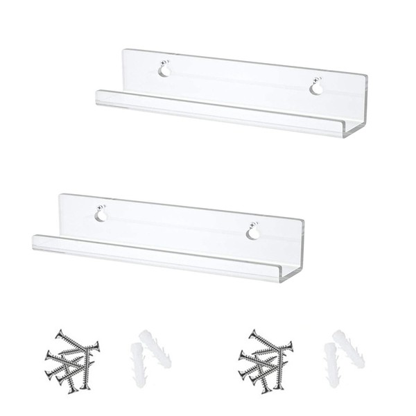 2pcs Acrylic Hanging Shelf,Clear Acrylic Floating Shelves with Screws and