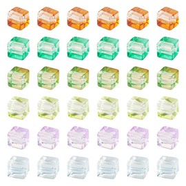 66Pcs Baking Painted Cube Glass Beads Transparent Glass Cube Spacer Beads for DIY Necklace Bracelet Earring Jewelry Making