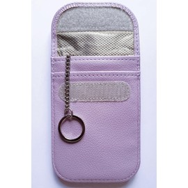 RFID Signal Blocker Faraday Pouch for Car Keys, Premium PU Leather, Jammer for Keyless Entry, Relay Attack Prevention (Light Purple)