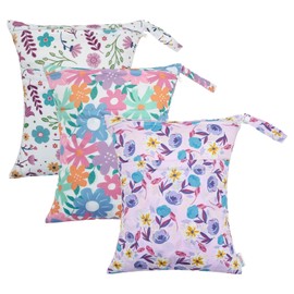 ALVABABY Wet Dry Bags Waterproof 3pcs Two Pockets Travel Storage Bags Cosmetic Bags Handbags Wash Bags Beach Pool Daycare Soiled Baby for Swimsuits or Wet Clothes 3L-ZM18-CA