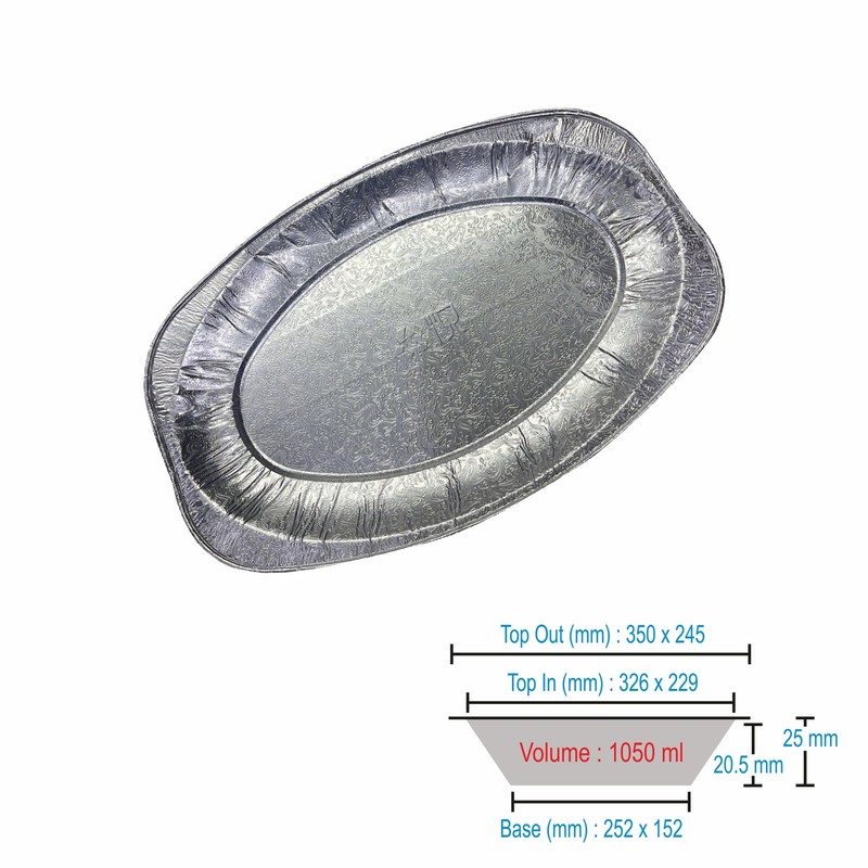 M1SS (Pack of 100)- Large Aluminium Foil Tray Food Container