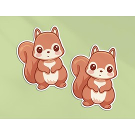 2 x 10cm Squirrel Vinyl Stickers - Woodland Wild Farm Animal Kawaii Characters Kids Cartoon Cute Girls Boys Scrapbook Sticker #82005