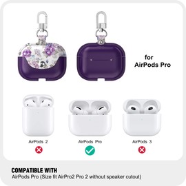 wenew for Airpods Pro 2019 Case Leather Airpod Pro Case for Women, Airpod Pro Leather Case with Secure Snap Closure Keychain, Front Led Visible, Support Wireless Charging