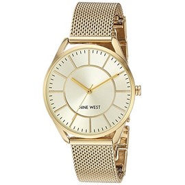 Nine West Women's NW/1922CHGB Gold-Tone Mesh Bracelet Watch
