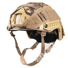 Adjustable Tactical Helmet with Helmet Cover, PJ Type Tactical Multifunctional Protective NVG Mount for Cosplay Hunting Shooting (tan)