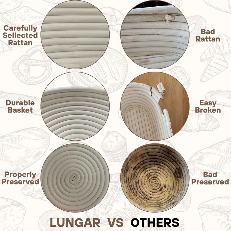 [Upgraded] Banneton Bread Proofing Basket 2 pack 9" Round With