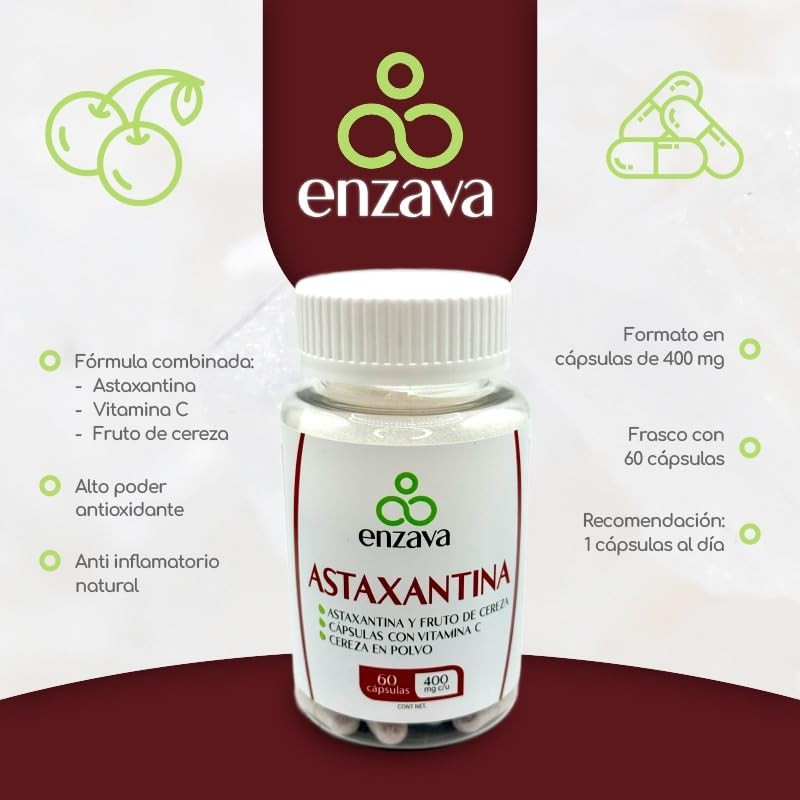 Astaxantina 18 mg con Vitamina C y Fruto de Cereza