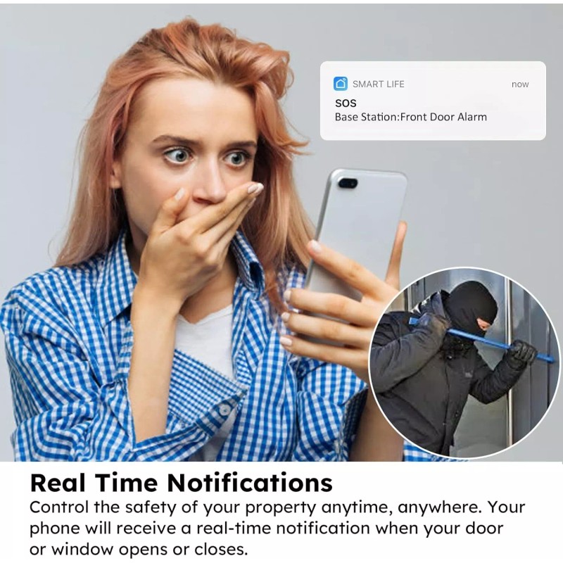 AGSHome 8 PCS WiFi Door Alarm System Wireless DIY Smart