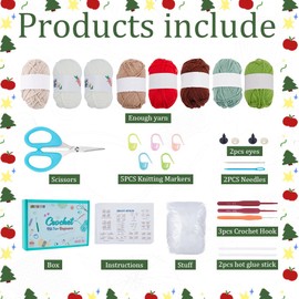 FREEBLOSS 4 Set Weihnachtsbaum Häkelset Weihnachtsmann Häkelset Für Anfänger Und Erwachsene Stricksets Zum Lernen Mit Video Tutorial alle Materialien Enthalten