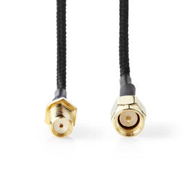Nedis Antenna Cable - SMA Female - SMA Male - Gold-Plated - 50 Ohm - Individually Shielded - 0.50 m - Round - Braided - Black - Label
