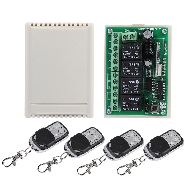 Multi Function 4 Way Remote Control Switch Wireless Relay Switch