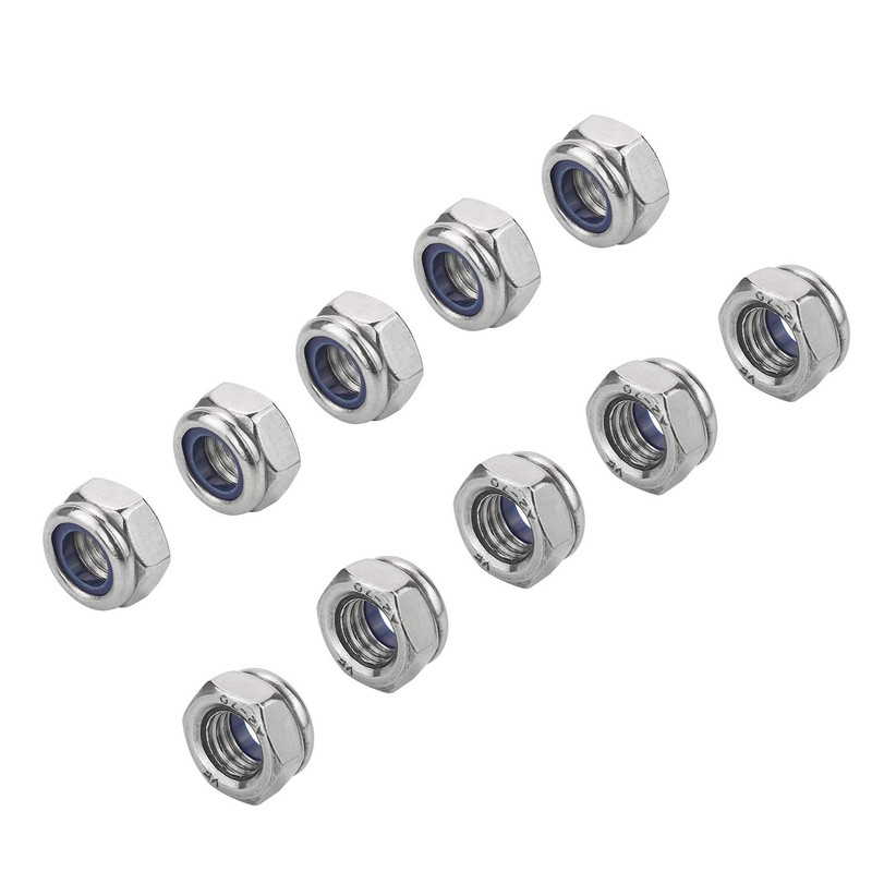 Favordrory M8 x 1.25mm 304 Stainless Steel Self-Lock Nylon Inserted