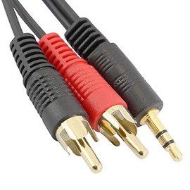 rhinocables 2 Male RCA to 3.5mm Male Plug, Twin RCA Male Phono to 3.5mm Jack, Male to Male 3.5mm to RCA Audio Cable with Gold Contacts for Speaker, Hi-Fi, TV, Phone, Amplifier (20m)