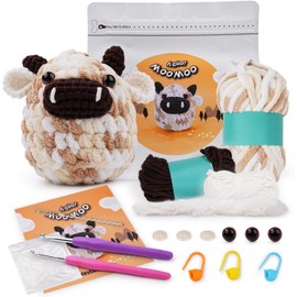 LetCart Animal Crochet Set for Beginners, Complete Crochet Set Animals Cows Starter Crochet Animals Set for Adults Children, Animal Crochet Set with Instructions, Crochet Hooks Crochet
