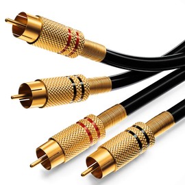 deleyCON 10 m Audio RCA Cable - 2x RCA Male to 2x Male - HiFi Cable with Gold-Plated Full Metal RCA Connectors - for Receiver, Home Cinema, Game Console