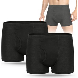 Men's Incontinence Underwear 2PCS Incontinence Boxer Briefs Absorption Protection Washable Incontinence Underwear for Men Leak Proof Underwear with Front & Rear Absorbent Area 280ML (Black, 3X-Large)