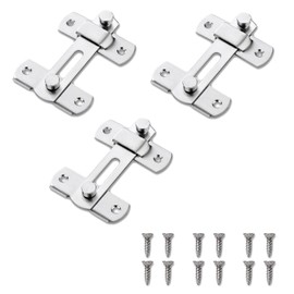 Thatyro 3 Packs Barn Door Lock, Stainless Steel Gate Flip Latch, Antique French Door Lock Hardware for Sliding Cabinet Fence Inside Bi-Fold Closet Bathroom Security (Silver)