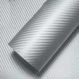 IlMondoMall Carbon Sheet 3D Carbon-like Car Wrapping Sheet Wrapping Sheet Car Air Groove Included (Silver, A4)