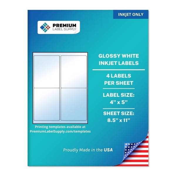 Premium Label Supply Glossy White Sticker Labels – 4" x