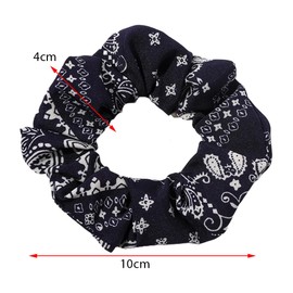 Scrunchie Black Paisley Scarf Hair Band Elastic Ponytail Tie Soft Colourful Funny Cute Girl Women Dress Up