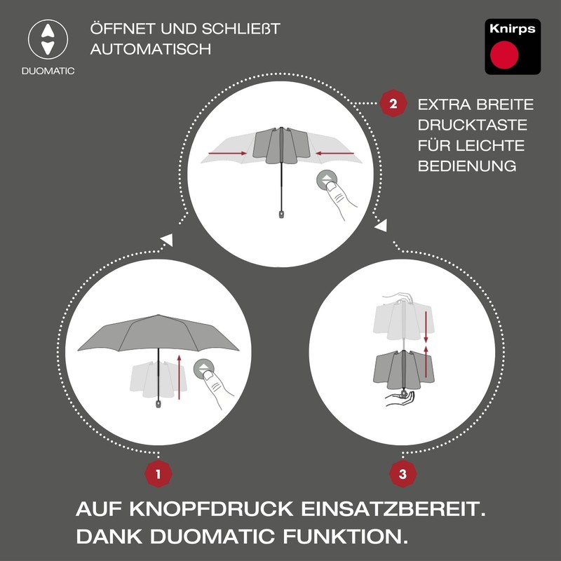 Knirps T Duomatic "Black Edition" Pocket Umbrella - Foldable -
