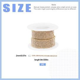 Glarks 1 Roll 2mm x 10 Yards Rhinestone Chain, White Rhinestone Color Premium Crystal Rhinestone Close Chain Trim Beaded Claw Cup Chain Roll for Sewing Craft Jewelry Party Wedding Decoration (Gold Base)