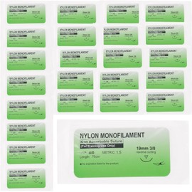 30 Pieces Nylon 3.0 Sutures, Training Threads with Curved Needles, Suitable for Training and Practice