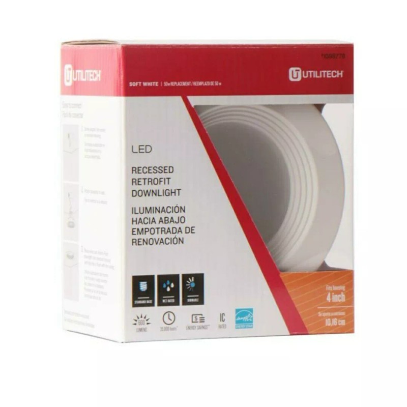Utilitech Intergrated LED 4 In 50 Watt Equivalent White Round