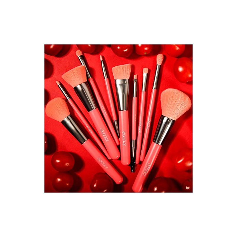 Docolor - Juego de 10 brochas de maquillaje, Melocotón neón