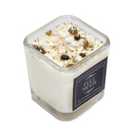 Full Moon Candle by New Moon Beginnings - Purification & Cleansing Candle - Crystal and Herb Candles - Aromatherapy Candles - soy candle, 7.5 Ounce Glass Jar