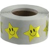 Metallic Gold Happy Face Star Shape Stickers 0.75 Inch 500